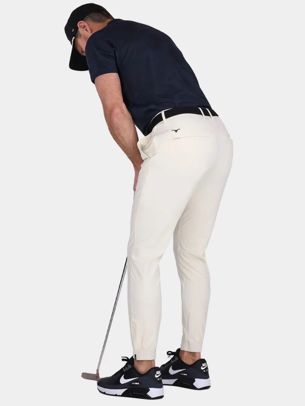 Avalon Light Beige Golf Jogger Pants with Zipper Cuff